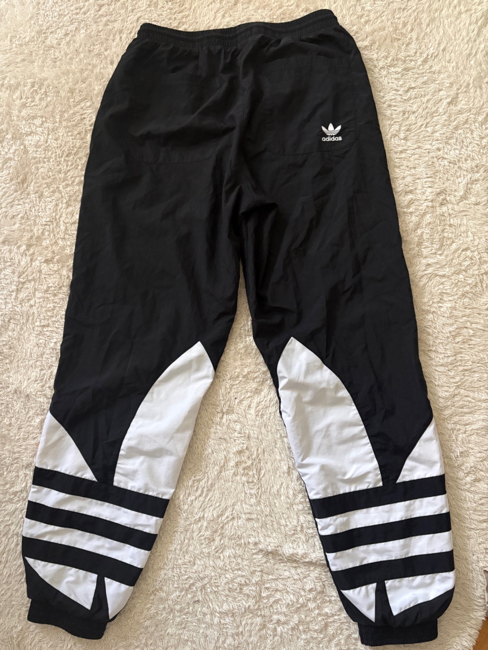 Adidas Black Jogger Track Pants with White Side Stripes and back logo design